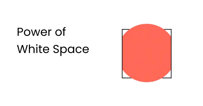 Title card: 'Power of White Space' — an orange circle overflowing the thin square frame drawn around it.