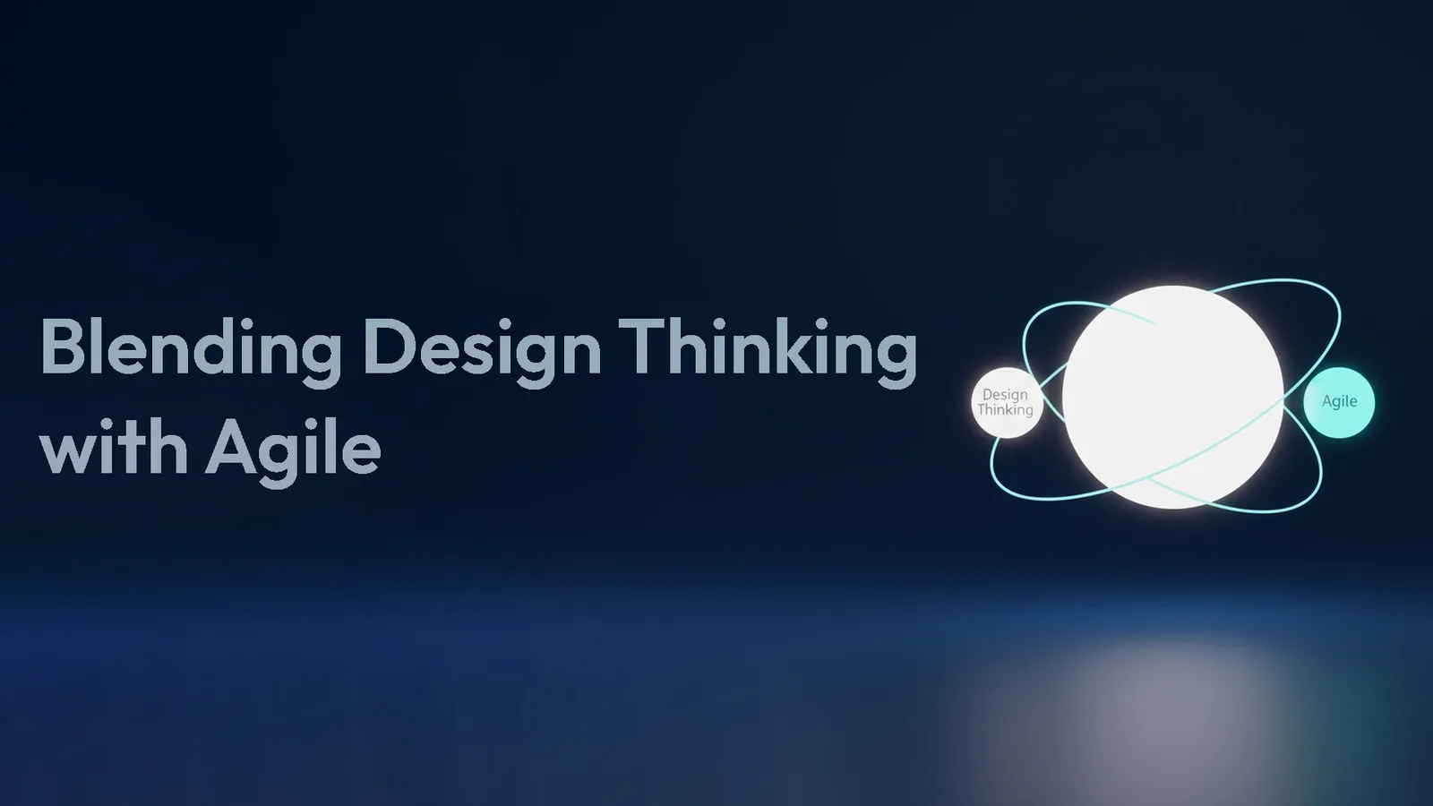 Title card: 'Blending Design Thinking with Agile' — a large sphere orbited by two smaller ones labelled Design Thinking and Agile.